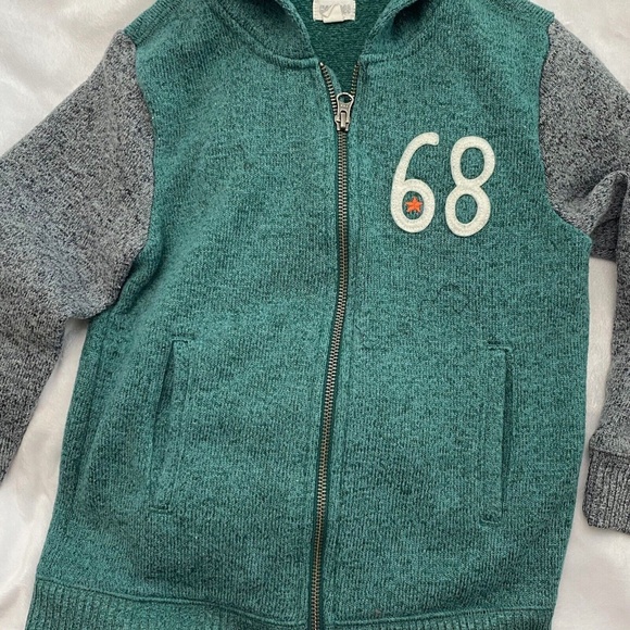 Gymboree Varsity Sweater Cardigan Boys Size Small (5-6) Hood Full Zip Front - Picture 2 of 4
